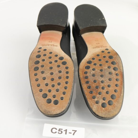 VTG Cole Haan Womens Lofer Size 8.5 NARROW Black Satin Low Heel Shoe Italy - Picture 8 of 12